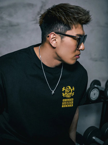 2025 new muscle dog short sleeve T-shirt men's fashion brand sexy printed summer loose blazer men's training fitness clothes