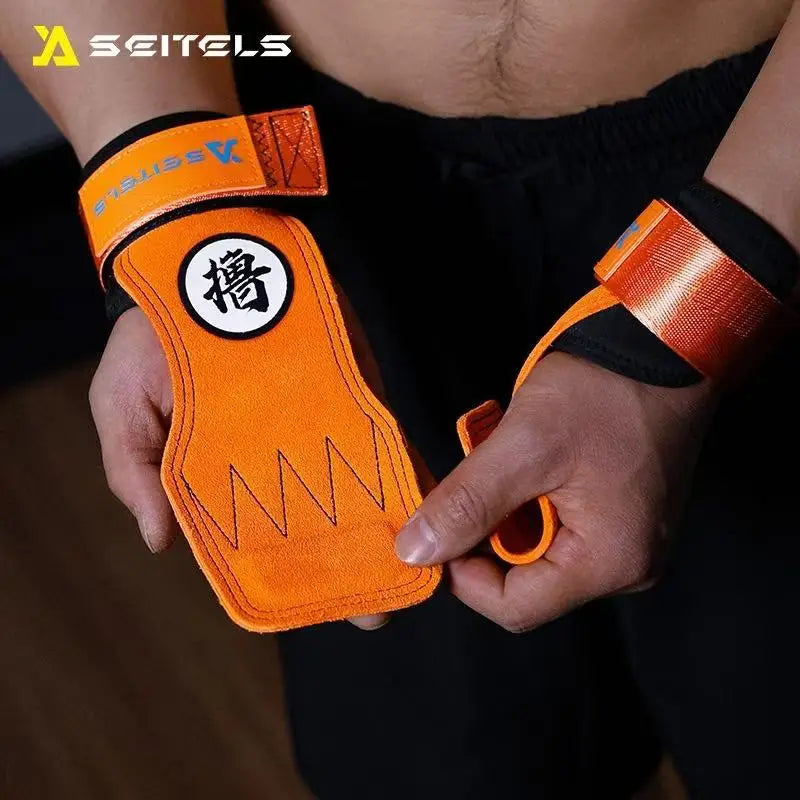 1Pair Gym Pads Cowhide Gym Gloves Grips Anti-Skid Weight Power Belt Lifting Pads Deadlift Belt Workout Palm Protection Lu