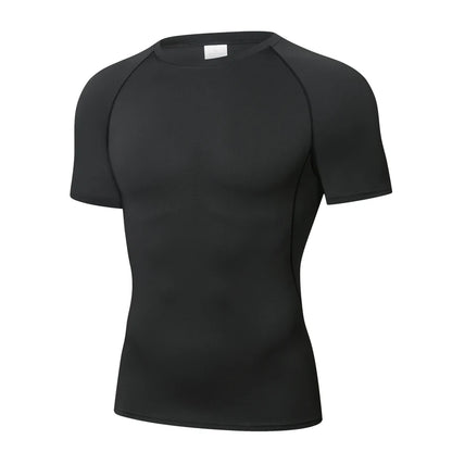Sports T-shirt men's quick drying short sleeved sports T-shirt top gym fitness tight fitting shirt training running T-shirt men' - GabyFit Goods