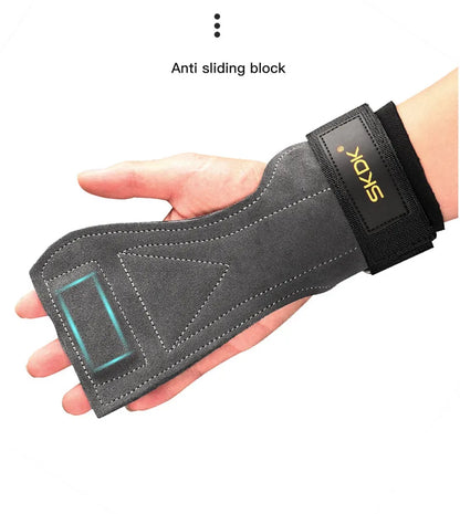 Cowhide Gym Gloves Grips Anti-Skid Leather Gymnastics Guard Palm Protectors Pull Up Horizontal Bar Weight Lifting Guantes Gym - GabyFit Goods