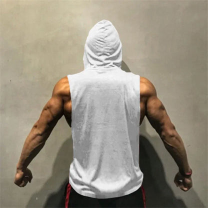 Gym Clothing Bodybuilding Stringer Hoodie Tank Top Muscle Shirt Fitness Men hooded undershirt Cotton workout Sleeveless shirt