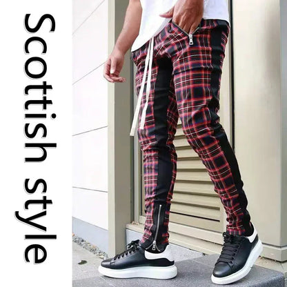 Scottish Style Plaid Sweatpants Men Street Fashion Trousers Casual Sports Joggers Pants