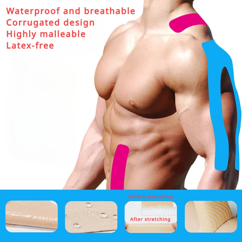 Sports Tape Muscle Patch Width 5cm1.97inch Length 5m196inch Lift Chest Tape Anti Sagging Knee Elbow Stretch Fitness Brace - GabyFit Goods