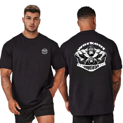 Gym Sport T Shirt Men Cotton Short Sleeve Top Man Workout Bodybuilding Tee