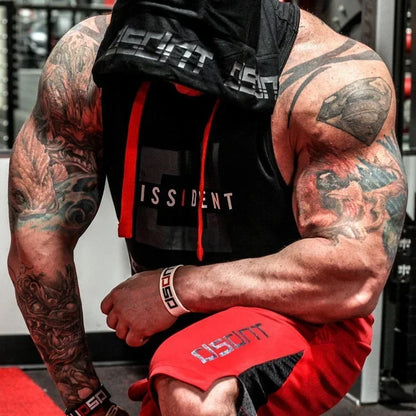 Fitness Sleeveless Hoodie Men Gym Hoodies Bodybuilding Workout Tank Tops Man Muscle Hooded Vest