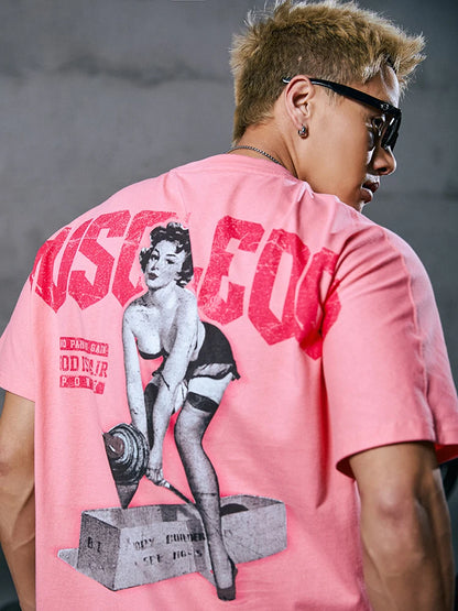 2025 new muscle dog short sleeve T-shirt men's fashion brand sexy printed summer loose blazer men's training fitness clothes