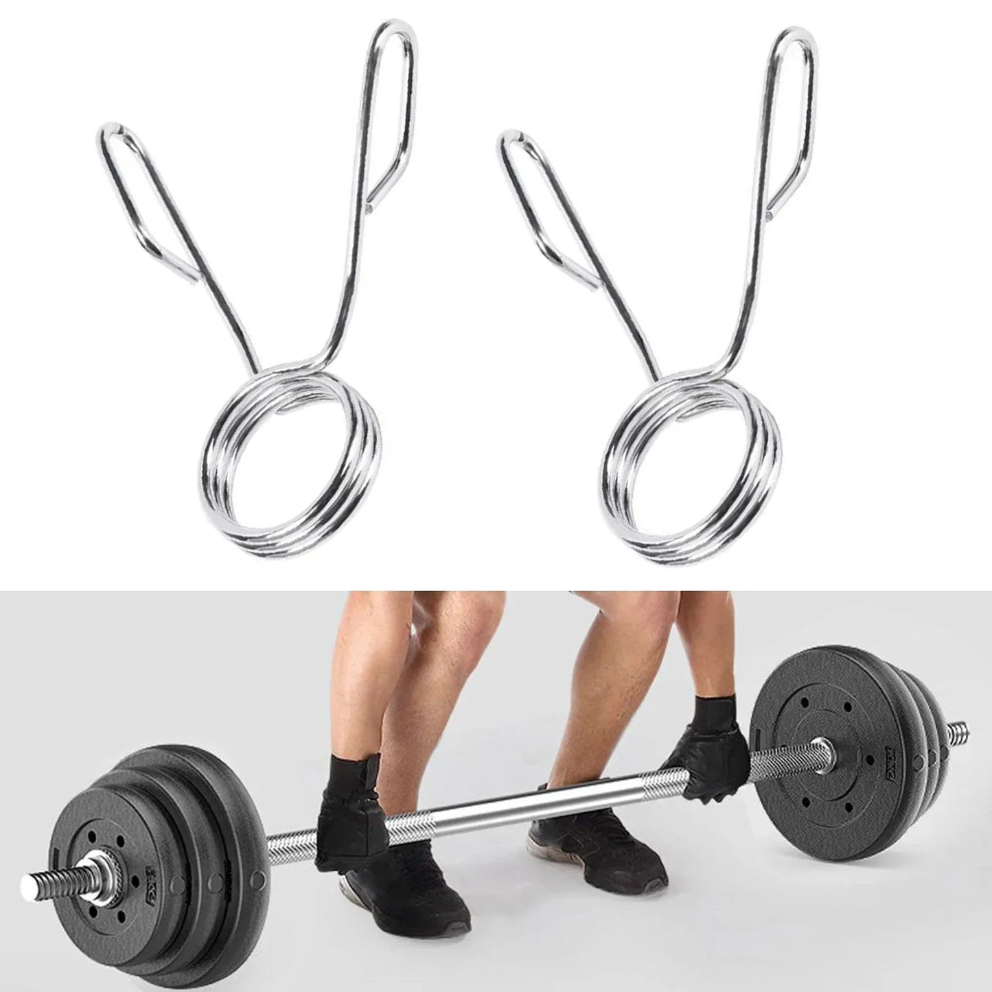 Barbell Spring Collars 50mm Gym Barbell Weight Spring Collar Lock Clips Dumbbell Gym Heavy Duty Design Weight Lifting Parts - GabyFit Goods