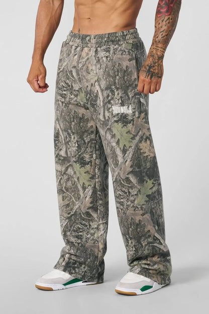 2025 men New style Spring  American digital camouflage print  sports fitness Trousers loose and versatile tide wide-leg pants