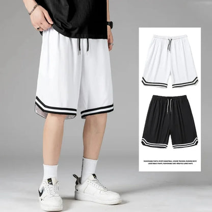 Summer Sports Shorts Men's Casual Five-point Pants Trend Loose Basketball Outer Wear Big Pants Pants Mesh Thin Section