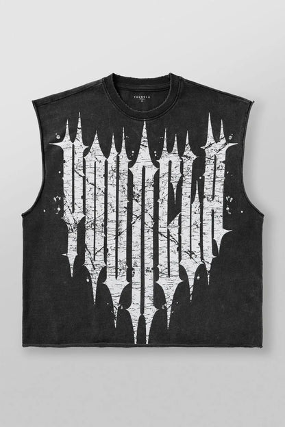 New men's fitness vest, men's casual running training sleeveless T-shirt, trendy printed clothing vest, men's heavyweight cotton