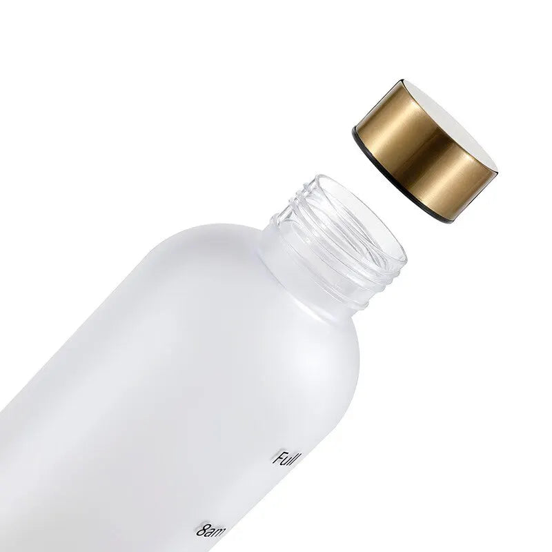 1L Bottle With Time Marker 32 OZ Motivational Reusable Fitness Sports Outdoors Travel Leakproof BPA Free Frosted Plastic - GabyFit Goods