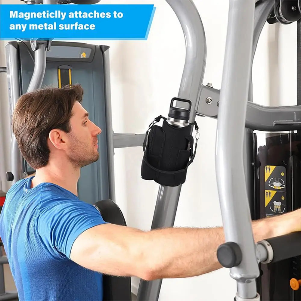 Magnetic GYM Phone Bag for Men Women Water Bottle Sleeve GYM Floor Organizer Outdoor Sport Crossbody Handle Bottle Carrier Bag - GabyFit Goods