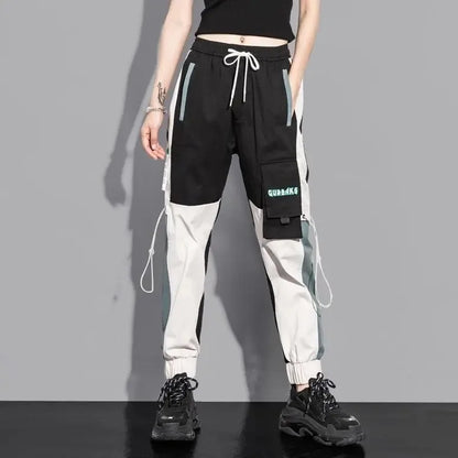 Hip Hop Women's Sports Fashion Cargo Pants Loose and Casual Korean Harem Pants Black Joggers with Multiple Pockets Trousers 5XL