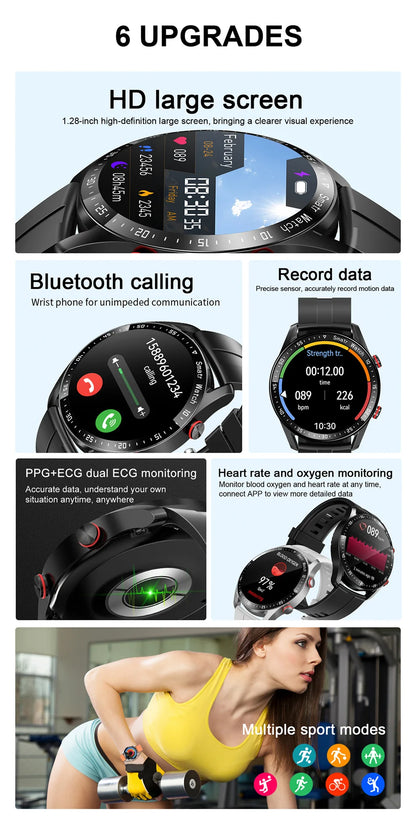 ECG+PPG Bluetooth Call Smart Watch Men Laser Health Blood Pressure Fitnes Sports Watches Man Sports Waterproof Smartwatch+Box - GabyFit Goods