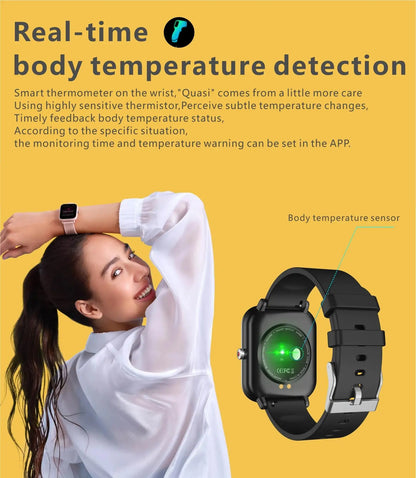 LIGE 2024 New Q9 Pro Smart Watch Body Temperature Monitor Music Control Sports Waterproof Smart Watch for Men Women Smartwatch - GabyFit Goods