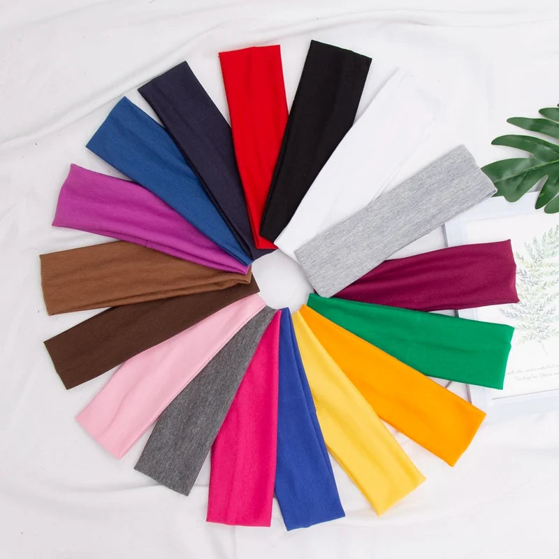 Elastic Cotton HairBand Fashion Headbands for Women Men Solid Running Fitness Yoga Hair Bands Stretch Makeup Hair Accessories - GabyFit Goods