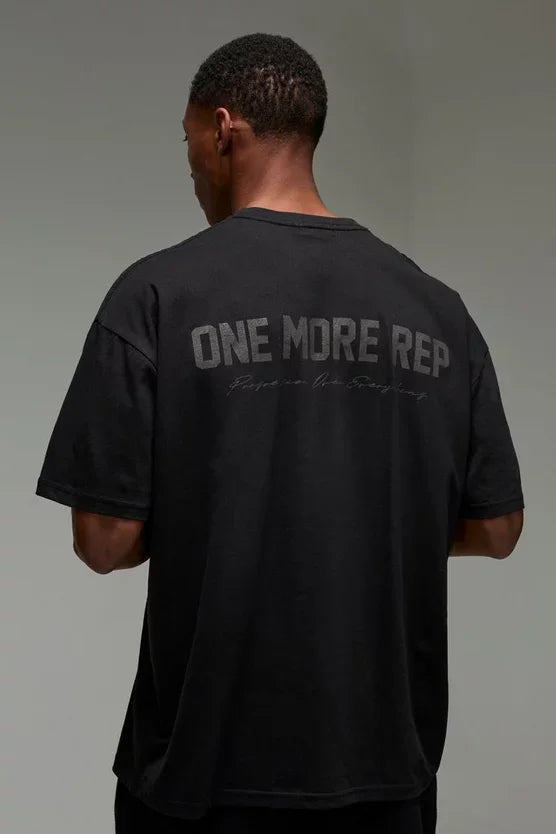 Man Active One More Rep Oversized Washed T-shirt Luxury Brand Great Chapter Embroidered Short Cotton Casual Loose Couple Tee