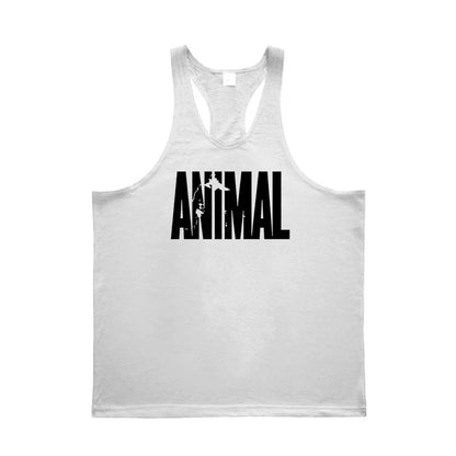ANIMAL Letter Printed Gym Clothing Mens Bodybuilding Fitness Tank Top Cotton Raceback Stringer Singlets Workout Sleeveless Shirt
