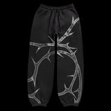 Hip Hop Rhinestone Print Hoodies Pants Suit Men Women Streetwear Fashion Y2k Zipper Hoodie Jacket Gothic Autumn Loose Sweatshirt