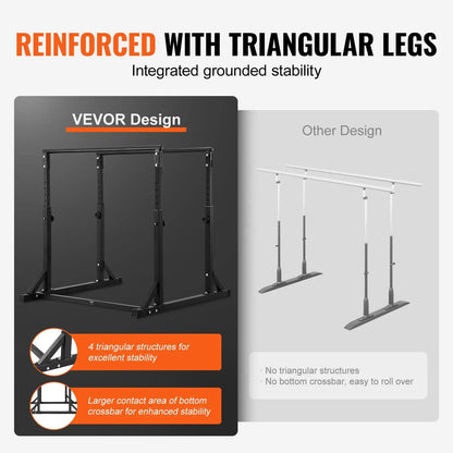 800 Lbs Capacity Dip Bar Stand Adjustable Height Fitness Workout Dip Bar Station Stabilizer Home Gym Parallette Push Stand