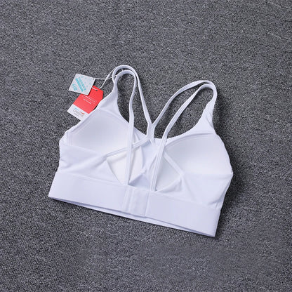 New Women's Sports Bra Padded Without Bones Cross Back Fitness Busty Underwear High Support Impact Running Gym Vest Yoga Bras