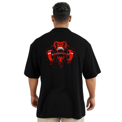 Men's Gym Fitness T-Shirt Summer 100% Cotton T-shirt Barbell Printing Short Sleeves Oversized Running Bodybuilding Sports Wear