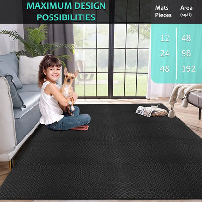 Puzzle Exercise Mat 12pcs Interlocking Foam Gym Mats Eva Foam Floor Tiles Protective Flooring Mats For Gym Equipment - GabyFit Goods