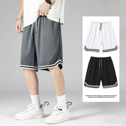 Summer Sports Shorts Men's Casual Five-point Pants Trend Loose Basketball Outer Wear Big Pants Pants Mesh Thin Section