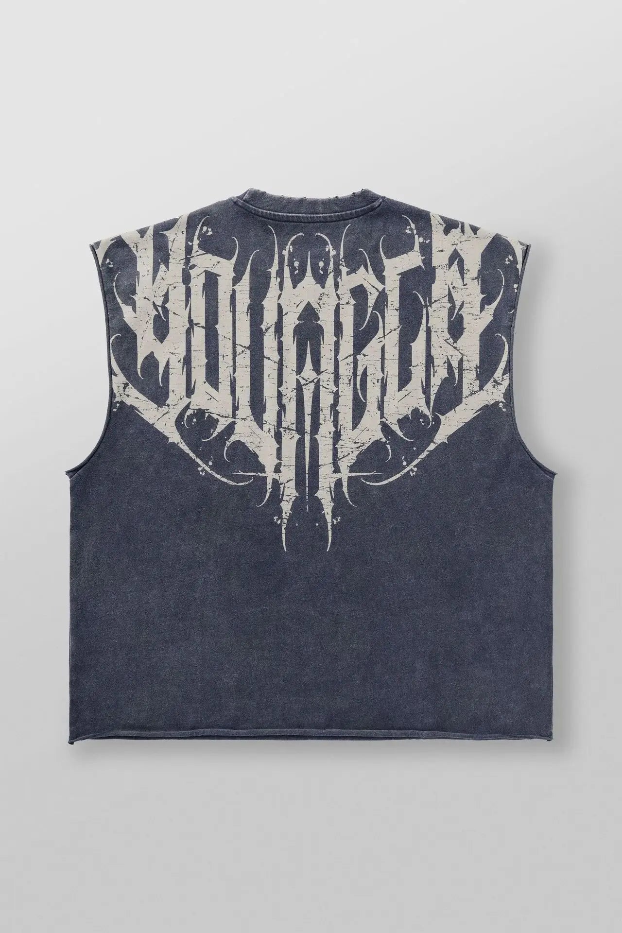 New men's fitness vest, men's casual running training sleeveless T-shirt, trendy printed clothing vest, men's heavyweight cotton