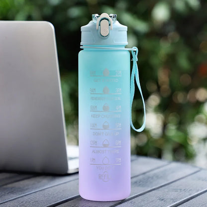 750ML Sports Water Bottle with Time Marker Leak-proof Cup Motivational Portable Plastic Water Bottle for Outdoor Sport Fitness - GabyFit Goods