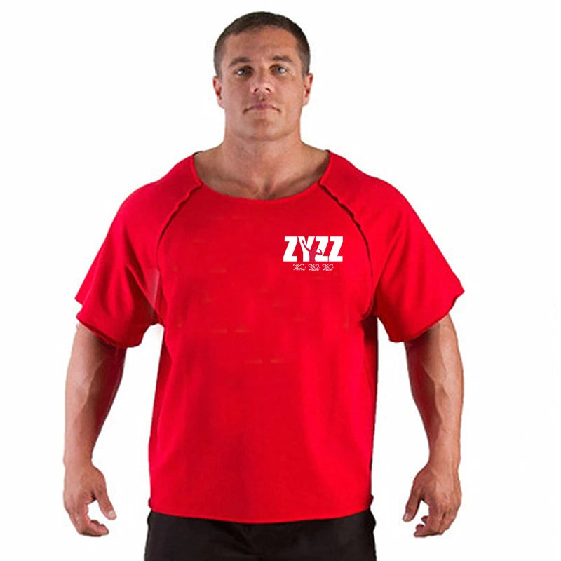 Men Bodybuilding Sport T-shirt Loose Running Shirt Short Sleeve Oversized Top Gym T Shirt Men Fitness Tshirt Cotton Sportswear