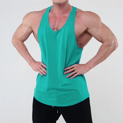 Running Tank Top Men Summer Sports Gym Vest Cotton Training Tank Top Workout Undershirt Man Fitness Pure Color Sleeveless Tops