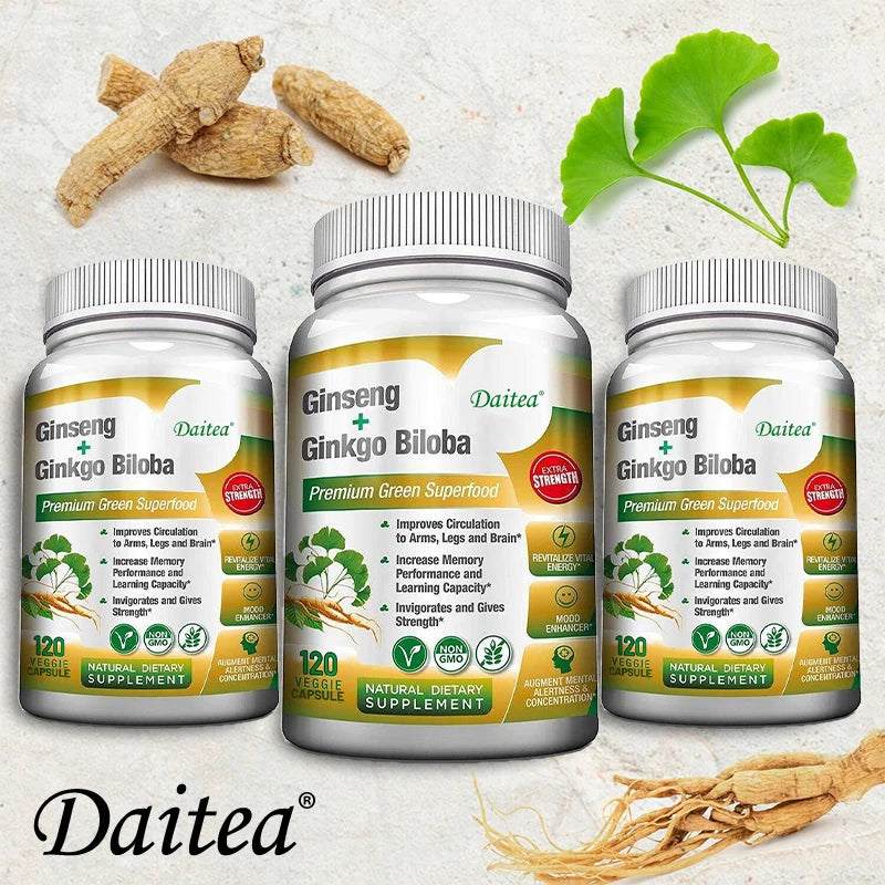 Ginkgo Biloba Capsules, Memory Enhancement, Supports Brain Function and Mental Alertness, and Supports Healthy Circulation
