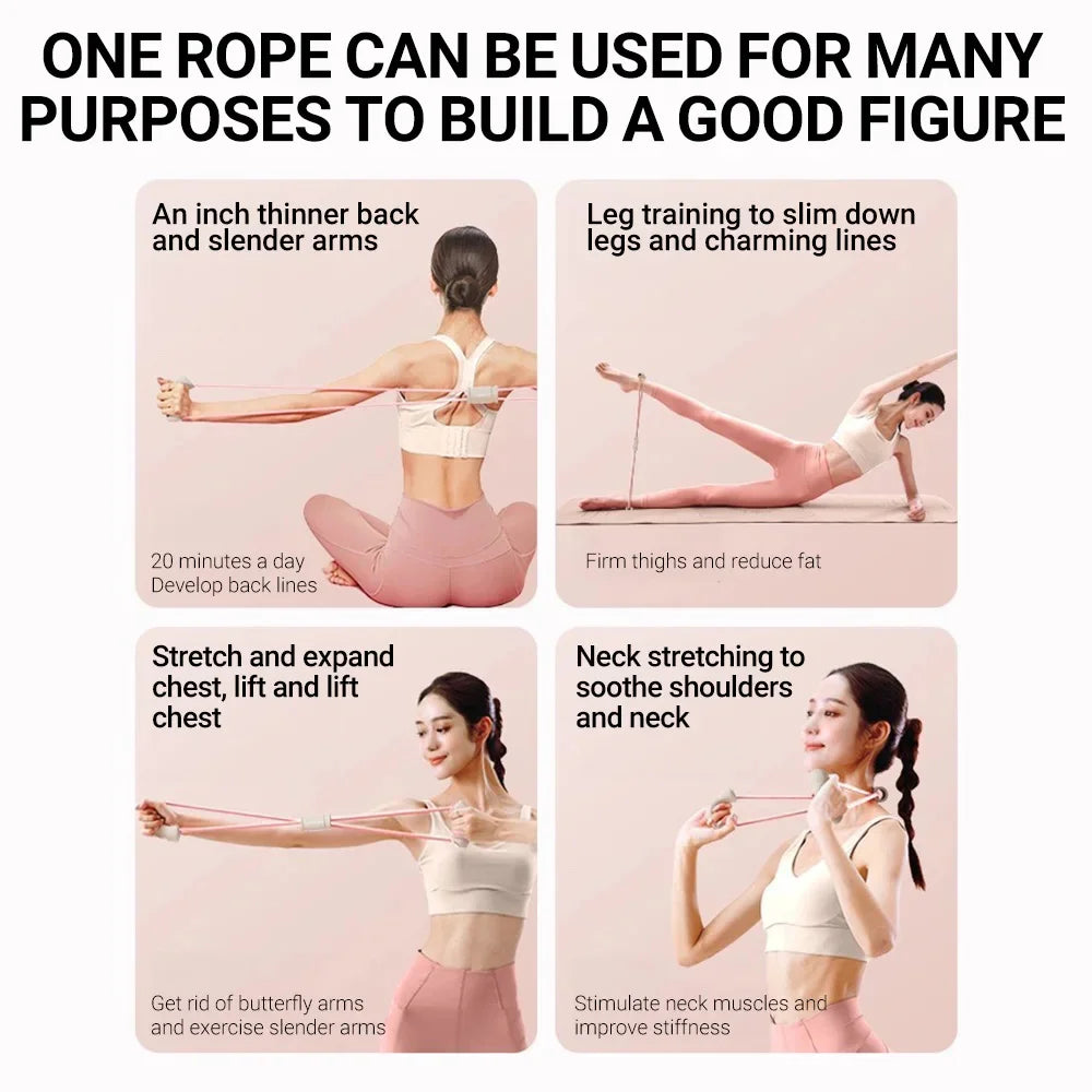 8-shaped Resistance Bands Tensioner Yoga Tension Rope Yoga Gym Fitness Pulling Chest Expander Exercise At Home Gym - GabyFit Goods