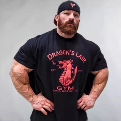 Summer Sports T-shirt Men's Fashion Personality Fitness Training Short Sleeves Loose and Comfortable Pure Cotton Men's Clothing