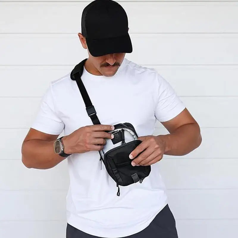 Magnetic GYM Phone Sling Bag for Men Women GYM Floor Organizer Sport Chest Crossbody Handle Pouch for Cards, Wallet, and Keys - GabyFit Goods