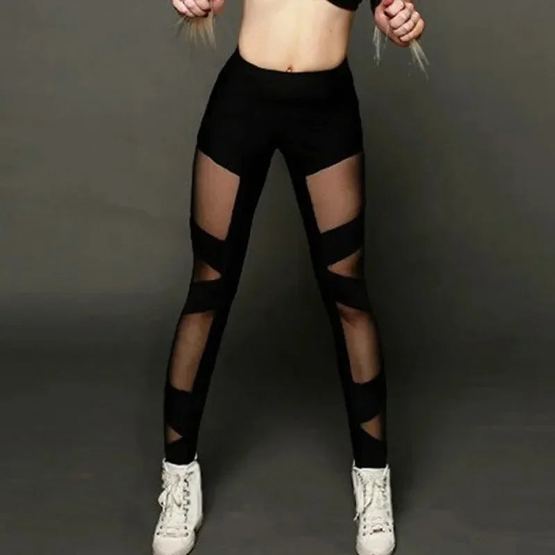 Summer Sexy Black Mesh Women Leggings Fitness Breathable Hips Push Up Yoga Pants Pencil Pants Women Quick Dry Sportswear