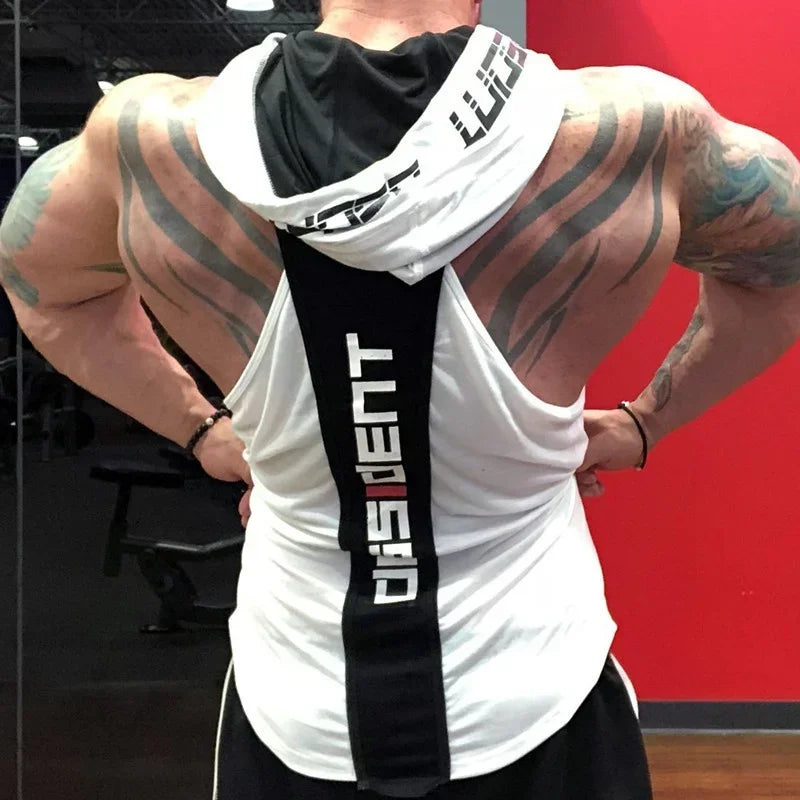 Fitness Sleeveless Hoodie Men Gym Hoodies Bodybuilding Workout Tank Tops Man Muscle Hooded Vest