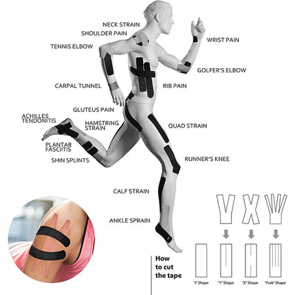 5cm*5m Sport Kinesiology Tape Athletic Elastic Kneepad Muscle Pain Relief Knee Taping Fitness Running Tennis Swimming Football - GabyFit Goods