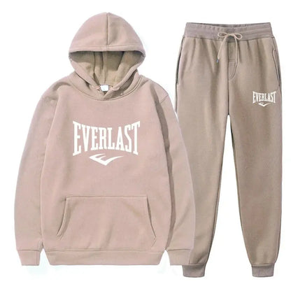 Fashion EVERLAST Men's Suit Hooded Sweatshirt Fitness Men's Gym Clothing Running Set Sportswear Jogger Men's Suit Winter Sui