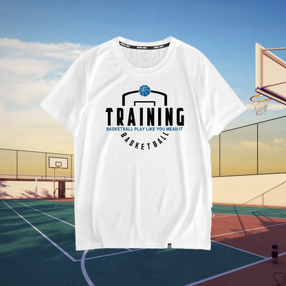 Basketball shooting training clothes short sleeve men's breathable loose sweat wicking quick dry sports fitness running T-shirt