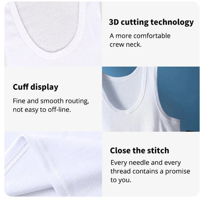 Men's solid color basic cotton narrow shoulder vest fashion casual men's T-shirt sports fitness Joker round neck youth vest - GabyFit Goods