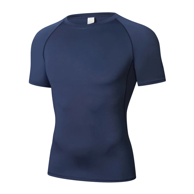 Sports T-shirt men's quick drying short sleeved sports T-shirt top gym fitness tight fitting shirt training running T-shirt men' - GabyFit Goods