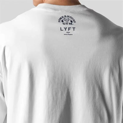LYFT Graphic Men's T-shirt Running Sports Gym Fitness Bodybuilding Printed Cotton T Shirt Men Summer Jogging Training Male Tops