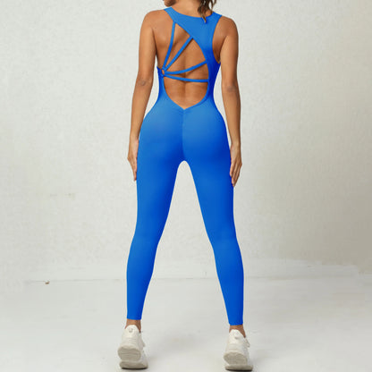 Mental Pad Jumpsuit Sport Women Yoga Set Bodysuit Fitness Gym Sportswear Scrunch Legging Workout Running Active Clothes XP277