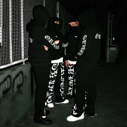 European American Hip Hop Street Cool Style Personalized Character Printing Autumn Winter Men Street Hoodie Long Sleeve Pullover