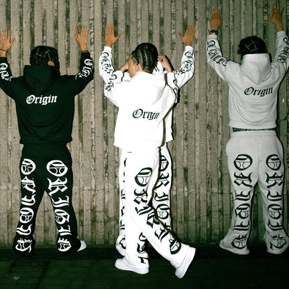 European American Hip Hop Street Cool Style Personalized Character Printing Autumn Winter Men Street Hoodie Long Sleeve Pullover