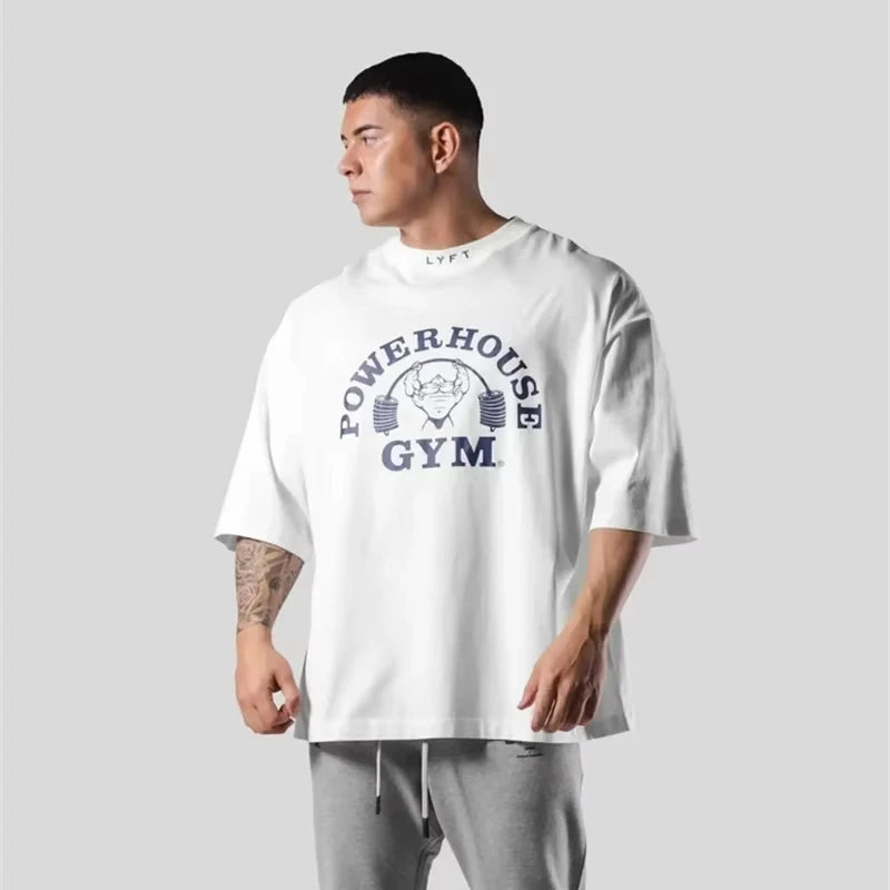 LYFT Graphic Men's T-shirt Running Sports Gym Fitness Bodybuilding Printed Cotton T Shirt Men Summer Jogging Training Male Tops