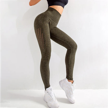 2025 Fitness Pants Women's Seamless High Waist Tight Lifting Hip Yoga Pants Quick Drying Hollow Out Women's Sports Pants