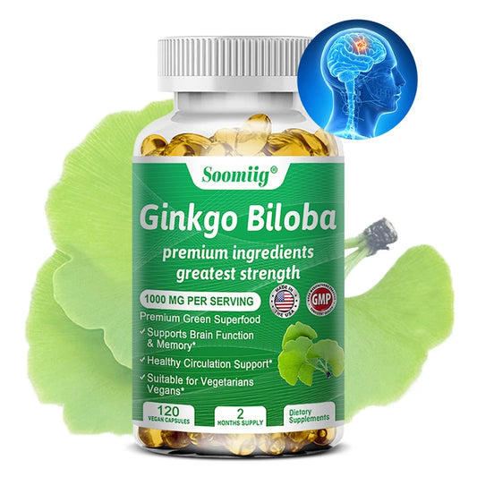 Ginkgo Biloba 1000mg, with Vitamin B, Zinc, Helps Maintain Memory & Cognition, Herbal Dietary Supplement, Gluten Free & Non-GMO